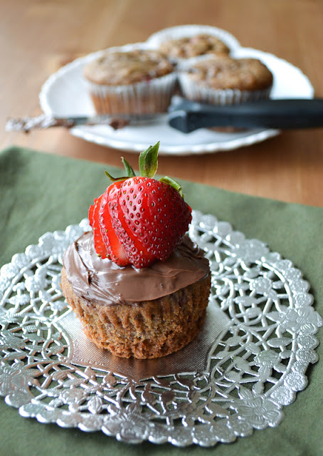 Strawberry Banana Nutella Muffins