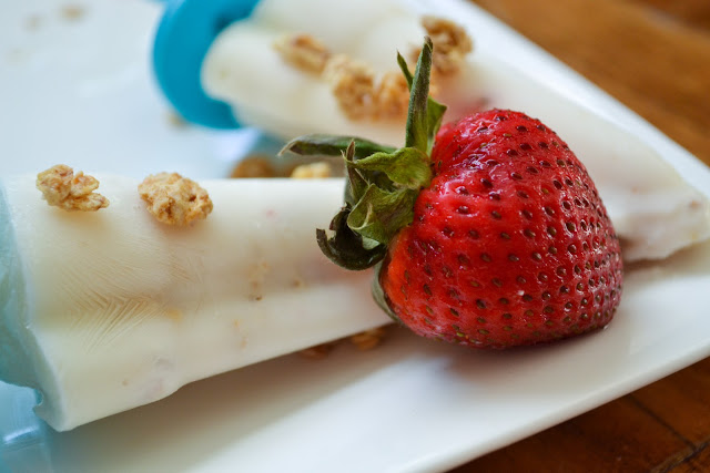 Easy Strawberry Yogurt Granola Popsicles