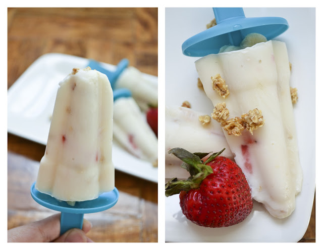 Easy Strawberry Yogurt Granola Popsicles