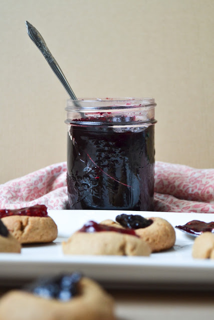 Peanut Butter Thumbprints with Raspberry & Blueberry Jam