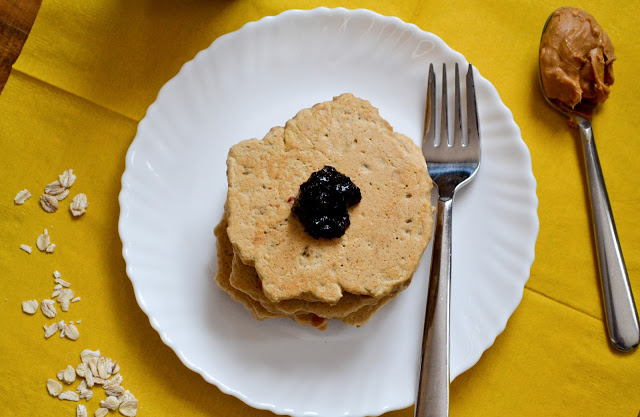 Crunchy Peanut Butter Oatmeal Pancakes