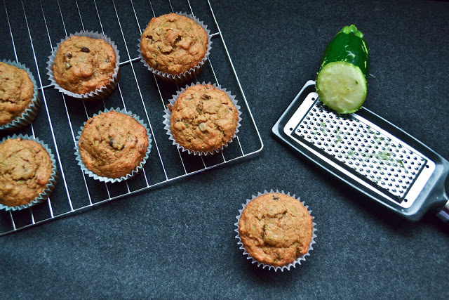 Nutty Whole Wheat Chocolate Chip Zucchini Muffins