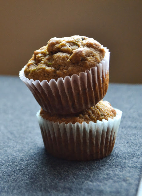 Nutty Whole Wheat Chocolate Chip Zucchini Muffins