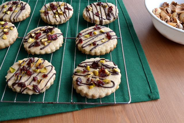 Chocolate Drizzled Cranberry Pistachio Cookies