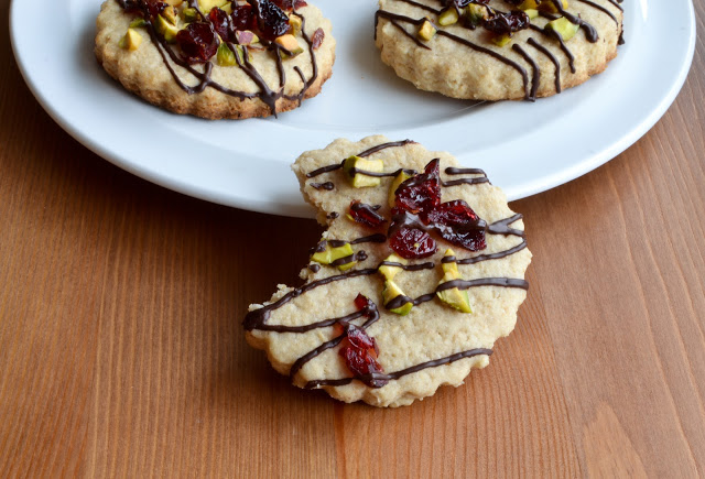 Chocolate Drizzled Cranberry Pistachio Cookies