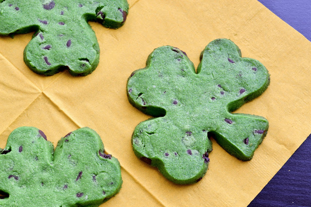 Chocolate Chip Four Leaf Clover Cut-Out Cookies