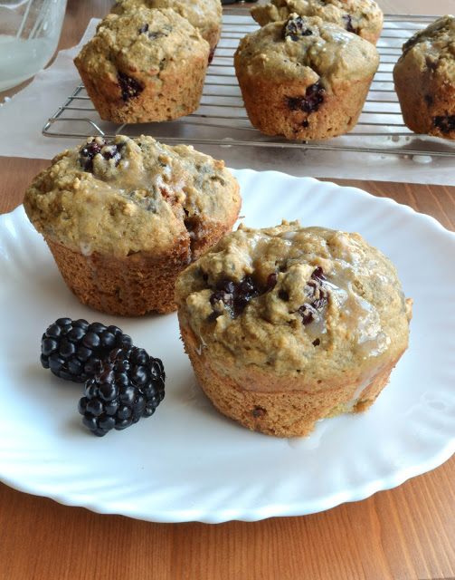 Blackberry Muffins with Lemon Glaze