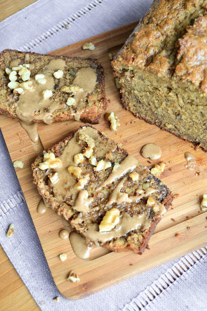 Caramelized Banana Walnut Bread with Cinnamon Glaze