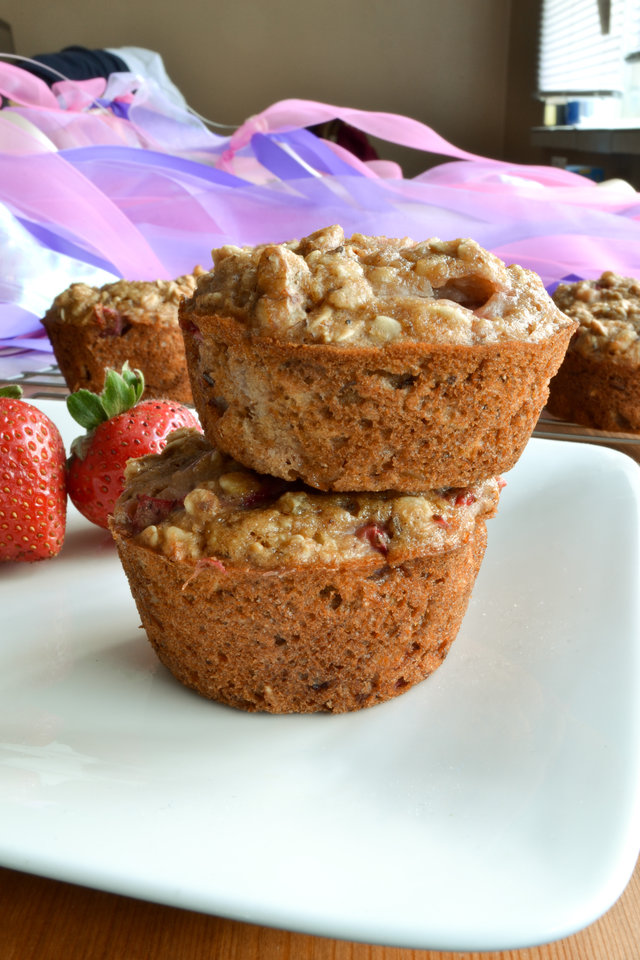 Strawberry Oat and Flax Muffins