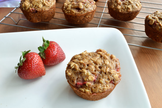 Strawberry Oat and Flax Muffins