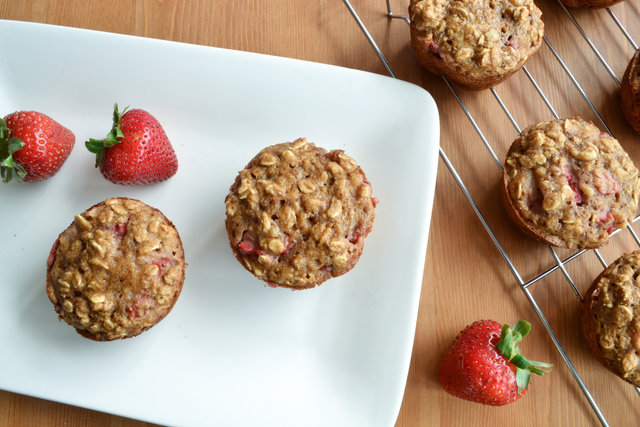 Strawberry Oat and Flax Muffins