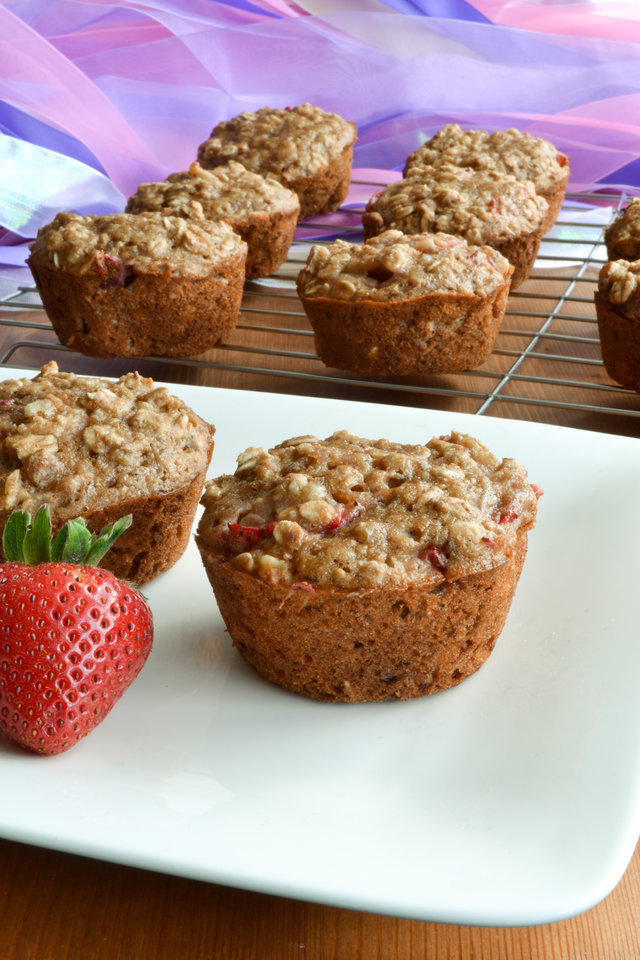 Strawberry Oat and Flax Muffins