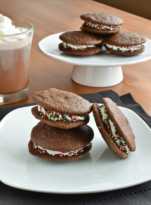 Dark Chocolate Chip Holiday Mint Whoopie Pies