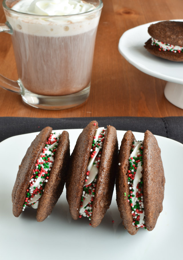 Dark Chocolate Chip Holiday Mint Whoopie Pies