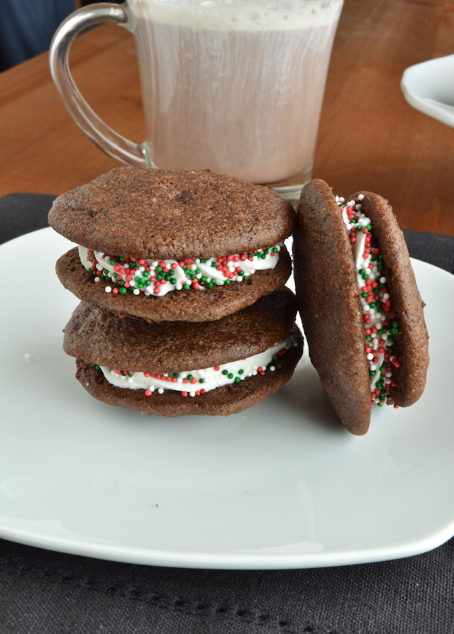 Dark Chocolate Chip Holiday Mint Whoopie Pies