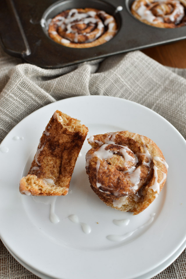Muffin Tin Cinnamon Buns with Vanilla Ripple Schnapps Icing