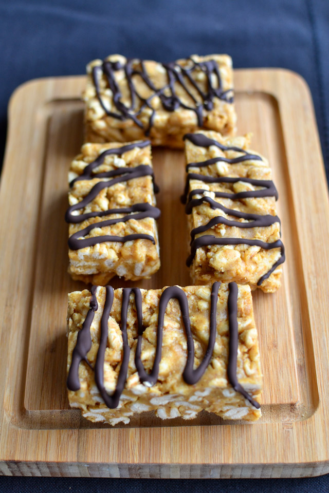 Honey Peanut Butter Puffed Wheat Bars