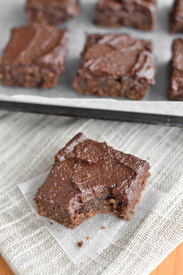 Quinoa Brownies with Chocolate Date Icing