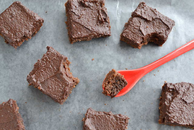Quinoa Brownies with Chocolate Date Icing