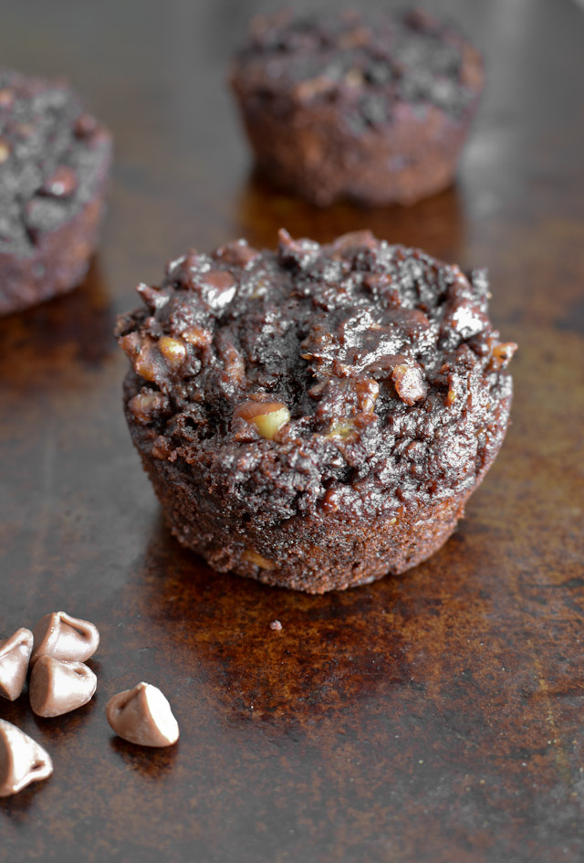 Triple Chocolate Banana Muffins