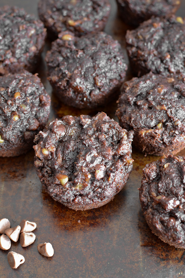 Triple Chocolate Banana Muffins