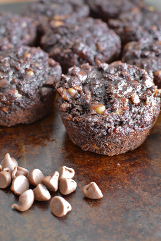 Triple Chocolate Banana Muffins