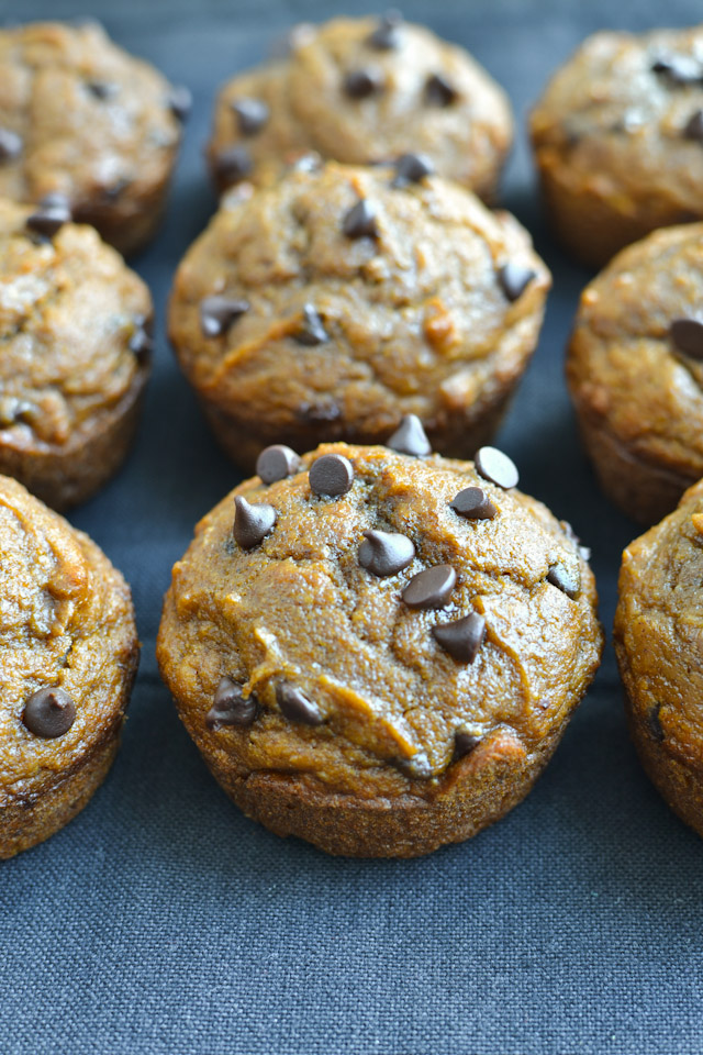 Whole Wheat Chocolate Chip Pumpkin Muffins