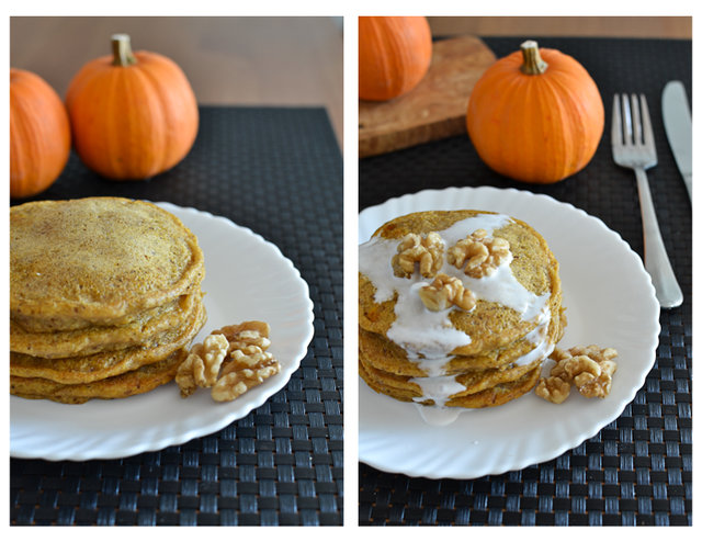 Vegan Pumpkin Spiced Walnut Pancakes