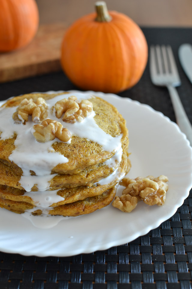 Vegan Pumpkin Spiced Walnut Pancakes