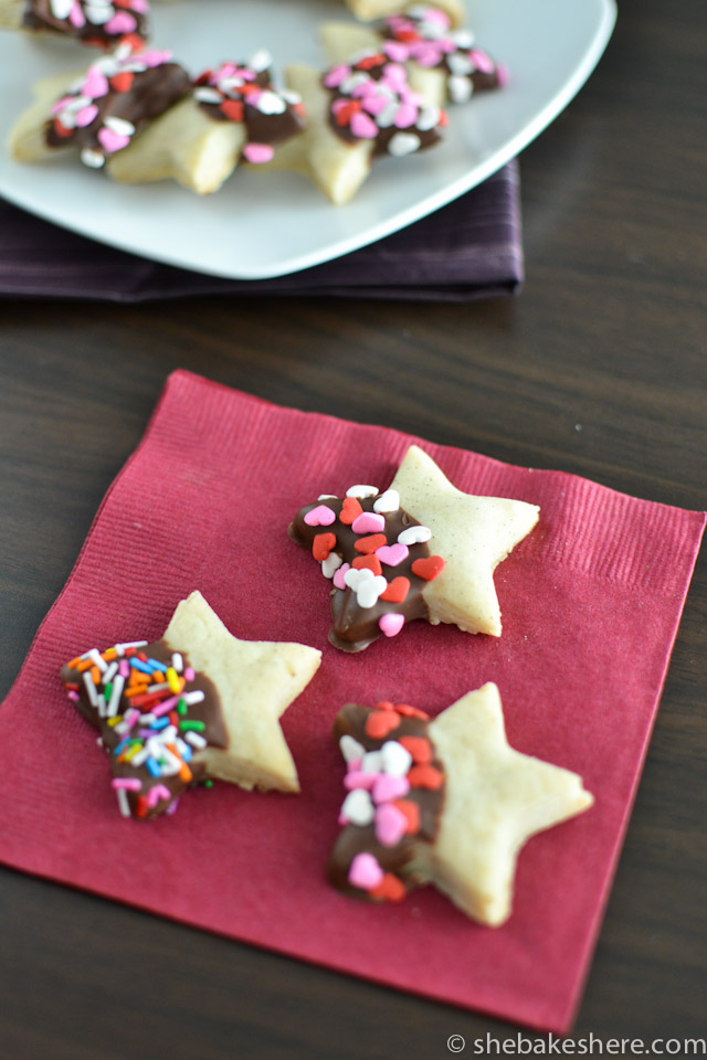 Chocolate Dipped Vanilla Bean Shortbread Cookies