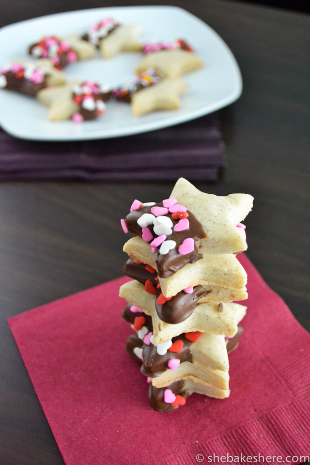 Chocolate Dipped Vanilla Bean Shortbread Cookies