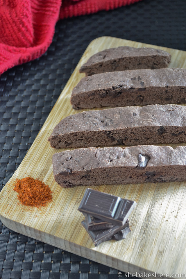 Spicy Chocolate Chili Biscotti Cookies