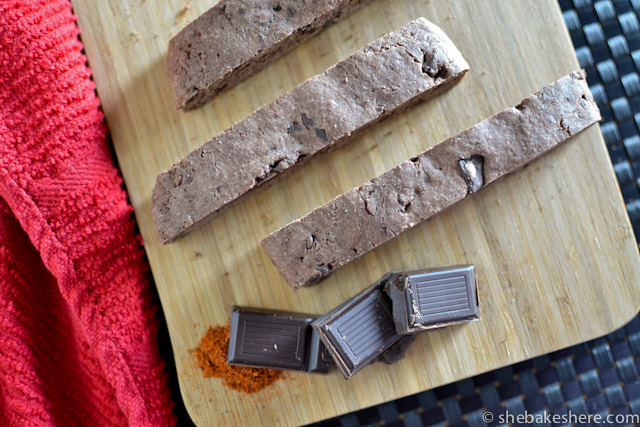 Spicy Chocolate Chili Biscotti Cookies