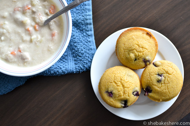 Whole Wheat Blueberry Cornbread Muffins