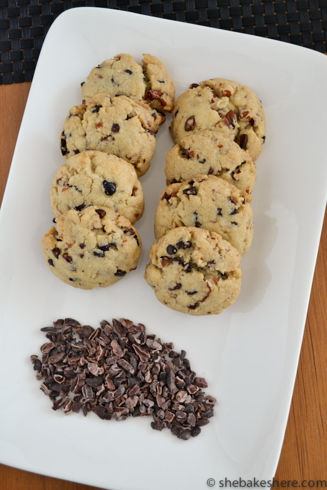 Coconut Oil Cookies with Toasted Pecans and Cacao Nibs