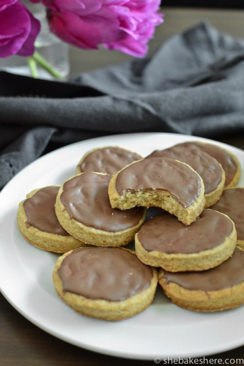 Whole Wheat Chocolate Covered "Digestive" Cookies She Bakes Here