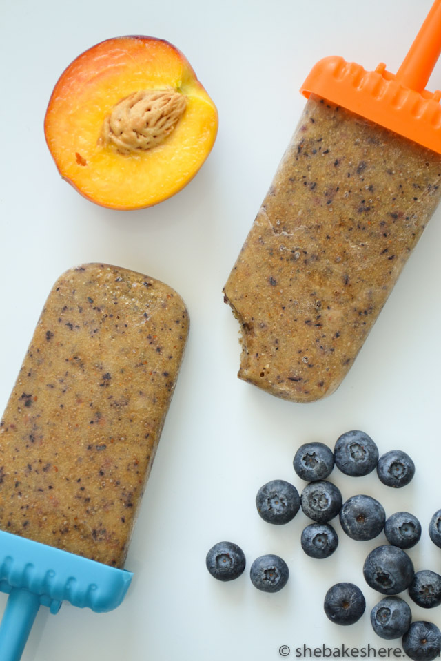 Peachy Blueberry Chia Seed Popsicles