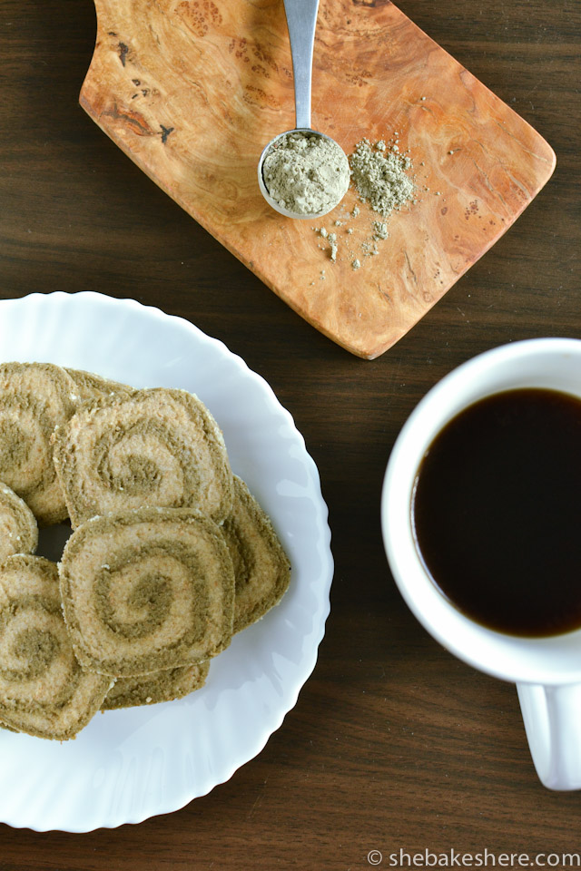 Matcha Almond Pinwheel Cookies