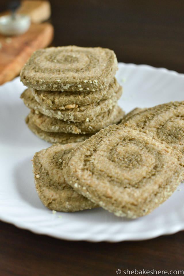 Matcha Almond Pinwheel Cookies