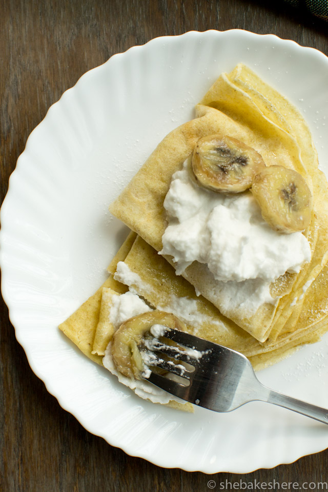 Whole Wheat Crepes with Sauteed Bananas