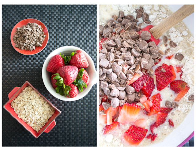 Strawberry Chocolate Chip Oatmeal Pancakes