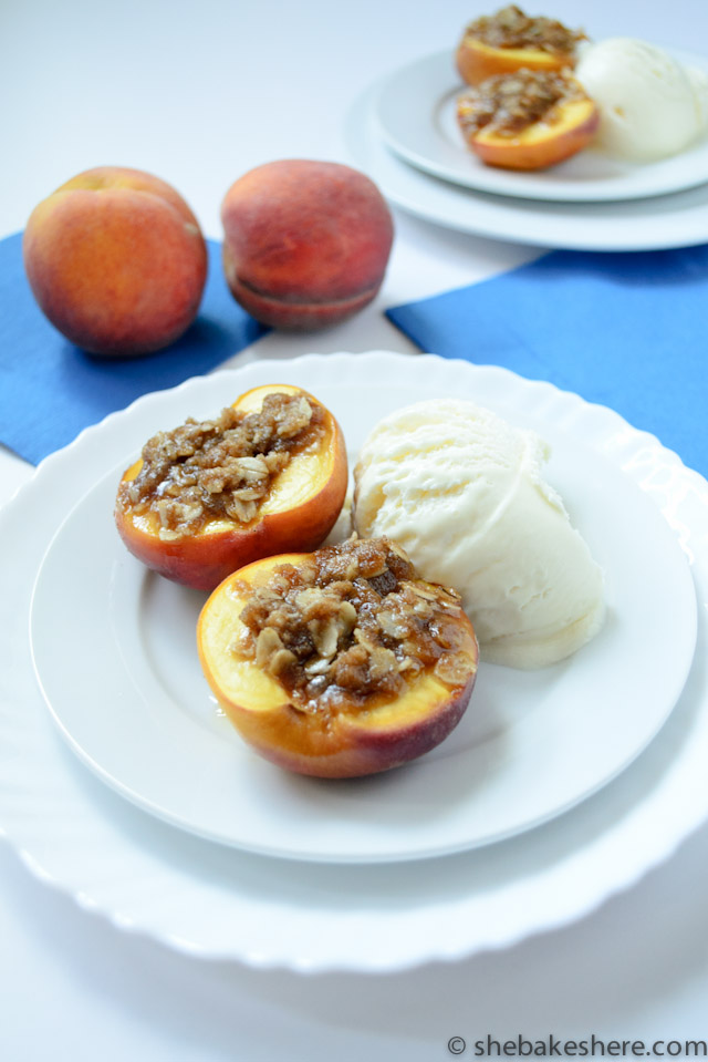 Baked Peaches with Oatmeal Crumble for Two