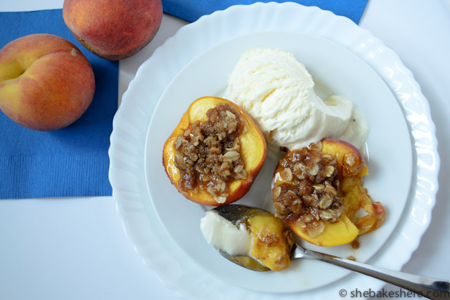 Baked Peaches with Oatmeal Crumble for Two