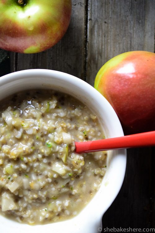 Hearty Apple and Zucchini Steel Cut Oats She Bakes Here