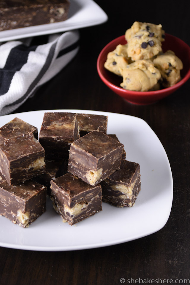 Toasted Coconut Chocolate Chip Cookie Dough Fudge