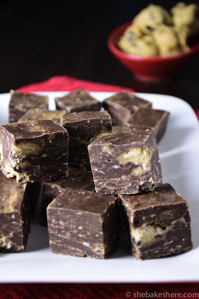 Toasted Coconut Chocolate Chip Cookie Dough Fudge