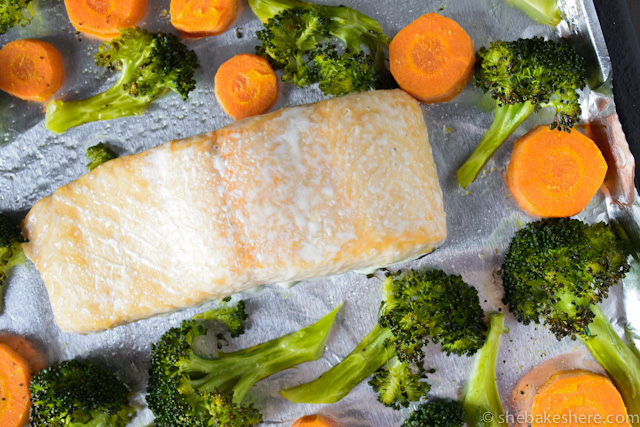 One Pan Baked Salmon and Roasted Veggies