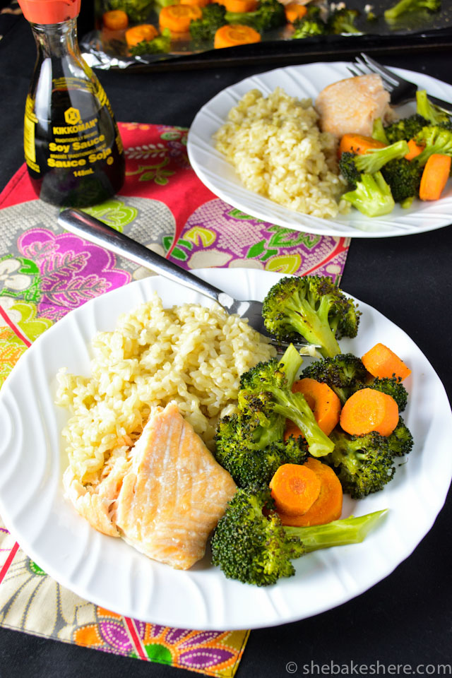 One Pan Baked Salmon and Roasted Veggies