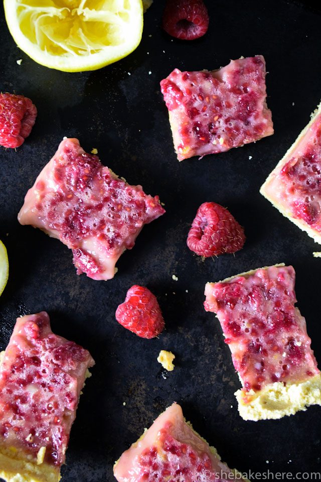 Lemon Raspberry Bars with Shortbread Crust