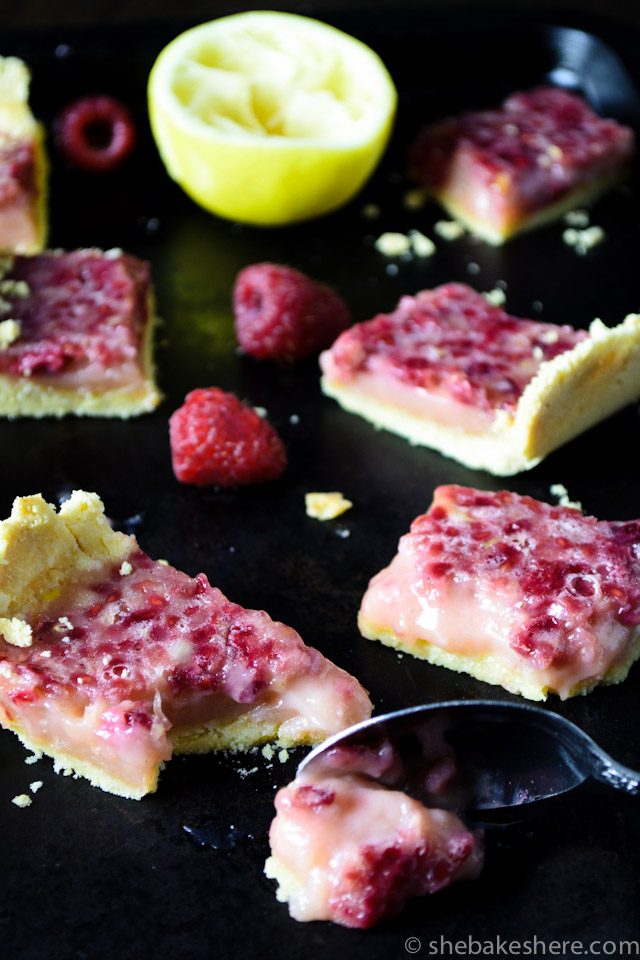 Lemon Raspberry Bars with Shortbread Crust